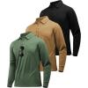 imageZITY 3 Pack Long Sleeve Polo Shirts for Men with Pocket Moisture Wicking Outdoor Workwear Office Casual Collared Shirts FallBlackkhakiarmy Green