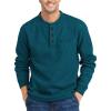 imageZITY Long Sleeve Henley Shirts for Men Casual Waffle Thermal Fashion Pullover 3Button TShirt with PocketDark Teal Blue