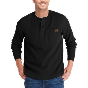 imageZITY Long Sleeve Henley Shirts for Men Casual Waffle Thermal Fashion Pullover 3Button TShirt with PocketZblack