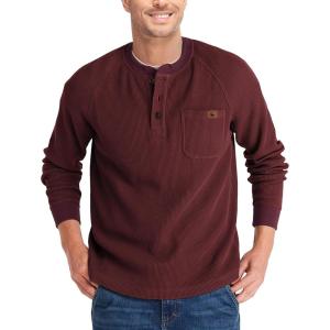 imageZITY Long Sleeve Henley Shirts for Men Casual Waffle Thermal Fashion Pullover 3Button TShirt with PocketZburgundy