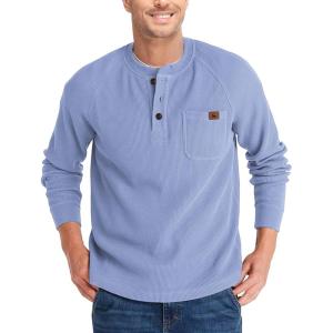 imageZITY Long Sleeve Henley Shirts for Men Casual Waffle Thermal Fashion Pullover 3Button TShirt with PocketZhaze Blue