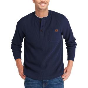 imageZITY Long Sleeve Henley Shirts for Men Casual Waffle Thermal Fashion Pullover 3Button TShirt with PocketZnavy Blue