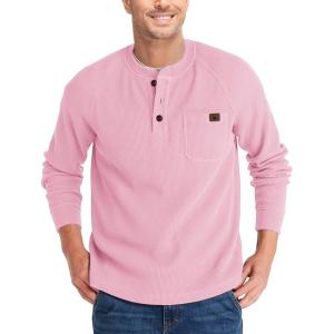 imageZITY Long Sleeve Henley Shirts for Men Casual Waffle Thermal Fashion Pullover 3Button TShirt with PocketZpink