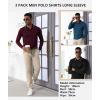 imageZITY 3 Pack Men Polo Shirts Long Sleeve with Pocket Golf Shirts Shirts for Men Casual Work Athletic Collared TShirtsBlack Green Khaki