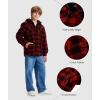imageZITY Boys Flannel Shirt Jacket Fleece Sherpa Lined Plaid Jackets Unisex Coat Full Zip Hoodie Girls Winter Outwear 615 YearsRed Black
