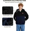 imageZITY Jacket for Boy Heavyweight Fleece Hoodie Full Zip Up Thick Sherpa Lined Casual Sweatshirt with PocketBlack Navy