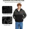 imageZITY Jacket for Boy Heavyweight Fleece Hoodie Full Zip Up Thick Sherpa Lined Casual Sweatshirt with PocketGrey Black