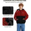 imageZITY Jacket for Boy Heavyweight Fleece Hoodie Full Zip Up Thick Sherpa Lined Casual Sweatshirt with PocketRed Black