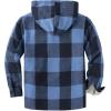 imageZITY Mens Flannel Hooded Jacket Fleece Sherpa Lined Plaid Shirts Jackets Zip Up Sweatshirt Hoodies for Men with 4 PocketsBlue