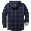 imageZITY Mens Flannel Hooded Jacket Fleece Sherpa Lined Plaid Shirts Jackets Zip Up Sweatshirt Hoodies for Men with 4 PocketsNavy