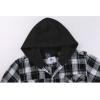 imageZITY Mens Flannel Hoodie Shirts Casual Button Down Plaid Shirt Jackets for Men Long Sleeve Stylish Hooded with PocketBlack White