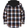 imageZITY Mens Flannel Hoodie Shirts Casual Button Down Plaid Shirt Jackets for Men Long Sleeve Stylish Hooded with PocketBrown White