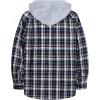 imageZITY Mens Flannel Hoodie Shirts Casual Button Down Plaid Shirt Jackets for Men Long Sleeve Stylish Hooded with PocketNavy Grey White