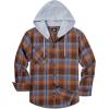 imageZITY Mens Flannel Hoodie Shirts Casual Button Down Plaid Shirt Jackets for Men Long Sleeve Stylish Hooded with PocketOrange Blue