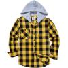imageZITY Mens Flannel Hoodie Shirts Casual Button Down Plaid Shirt Jackets for Men Long Sleeve Stylish Hooded with PocketYellow