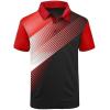imageZITY Mens Golf Shirt Short Sleeve Sport Moisture Wicking Performance Print Golf Polo Shirts for Men Collared Casual TShirtRed White Black