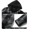 imageZITY Mens Sherpa Flannel Shirt Jacket Plaid Fleece Lined Hoodie Full Zip Long Sleeve Winter Warm Coat for MenGrey