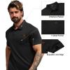 imageZITY Mens Waffle Polo Shirts Casual Short Sleeve Texture Polo for Men Moisture Wicking Collared TShirt with PocketBlack