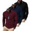 imageZITY 3 Pack Men Polo Shirts Long Sleeve with Pocket Golf Shirts Shirts for Men Casual Work Athletic Collared TShirtsBlack Winered Navy