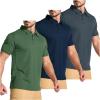imageZITY 3 Pack Mens Polo Shirts Short Sleeve Golf MoistureWicking Shirts for MenGrey Navy Armygreen
