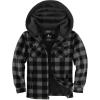 imageZITY Boys Flannel Shirt Jacket Fleece Sherpa Lined Plaid Jackets Unisex Coat Full Zip Hoodie Girls Winter Outwear 615 YearsDark Grey