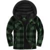 imageZITY Boys Flannel Shirt Jacket Fleece Sherpa Lined Plaid Jackets Unisex Coat Full Zip Hoodie Girls Winter Outwear 615 YearsGreen Black