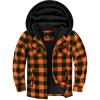 imageZITY Boys Flannel Shirt Jacket Fleece Sherpa Lined Plaid Jackets Unisex Coat Full Zip Hoodie Girls Winter Outwear 615 YearsOrange Black