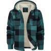 imageZITY Mens Flannel Hooded Jacket Fleece Sherpa Lined Plaid Shirts Jackets Zip Up Sweatshirt Hoodies for Men with 4 PocketsGreen