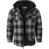 imageZITY Mens Flannel Hooded Jacket Fleece Sherpa Lined Plaid Shirts Jackets Zip Up Sweatshirt Hoodies for Men with 4 PocketsGrey