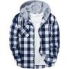 imageZITY Mens Flannel Hoodie Shirts Casual Button Down Plaid Shirt Jackets for Men Long Sleeve Stylish Hooded with PocketRoyalblue White