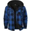 imageZITY Mens Sherpa Flannel Shirt Jacket Plaid Fleece Lined Hoodie Full Zip Long Sleeve Winter Warm Coat for MenBlue
