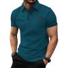 imageZITY Mens Waffle Polo Shirts Casual Short Sleeve Texture Polo for Men Moisture Wicking Collared TShirt with PocketDark Teal Blue