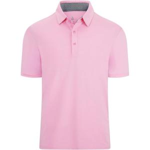imageZITY Mens Golf Shirt Short Sleeve Sport Moisture Wicking Performance Print Golf Polo Shirts for Men Collared Casual TShirtPink