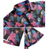 imageZITY Mens Golf Shirts Short Sleeve Print Patterns Performance Moisture Wicking Polo ShirtBlack Pink Tropical Leaves
