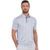 imageZITY Mens Golf Shirts Short Sleeve Print Patterns Performance Moisture Wicking Polo ShirtGrey Blue Pentagon