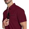 imageZITY Mens Polo Shirts Quarter Zip Shirts Casual Classic Lightweight Short Sleeve Golf Collared Shirt with PocketBurgundy