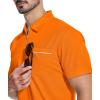 imageZITY Mens Polo Shirts Quarter Zip Shirts Casual Classic Lightweight Short Sleeve Golf Collared Shirt with PocketOrange