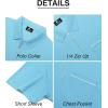 imageZITY Mens Polo Shirts Quarter Zip Shirts Casual Classic Lightweight Short Sleeve Golf Collared Shirt with PocketSky Blue