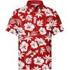 imageZITY Mens Golf Shirts Short Sleeve Print Patterns Performance Moisture Wicking Polo ShirtRed Flower