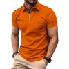 imageZITY Mens Polo Shirts Quarter Zip Shirts Casual Classic Lightweight Short Sleeve Golf Collared Shirt with PocketOrange