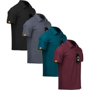 imageZITY 4 Pack Mens Polo Shirt Short Sleeve Sports Golf Tennis TShirt Athletic Collared Tactical ShirtsBlack Grey Tealblue Winered