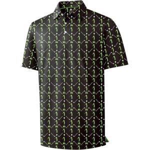 imageZITY Mens Golf Shirts Short Sleeve Print Patterns Performance Moisture Wicking Polo ShirtBlack Green Golf