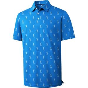 imageZITY Mens Golf Shirts Short Sleeve Print Patterns Performance Moisture Wicking Polo ShirtBlue Golf