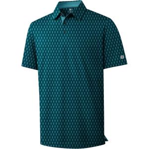 imageZITY Mens Golf Shirts Short Sleeve Print Patterns Performance Moisture Wicking Polo ShirtBlue Green Seahorse