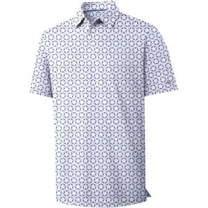 imageZITY Mens Golf Shirts Short Sleeve Print Patterns Performance Moisture Wicking Polo ShirtGrey Blue Pentagon