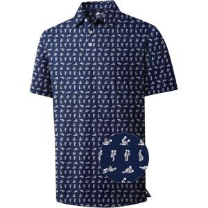 imageZITY Mens Golf Shirts Short Sleeve Print Patterns Performance Moisture Wicking Polo ShirtNavy Love