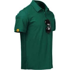 imageZITY Mens Polo Shirt Short Sleeve Sports Tactical TShirt Athletic Golf Polos Daily Casual Stylish Collared Shirts for MenForest Green