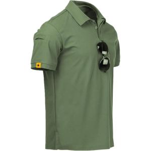 imageZITY Mens Polo Shirt Short Sleeve Sports Tactical TShirt Athletic Golf Polos Daily Casual Stylish Collared Shirts for MenGreen