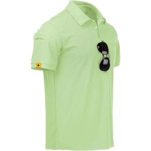imageZITY Mens Polo Shirt Short Sleeve Sports Tactical TShirt Athletic Golf Polos Daily Casual Stylish Collared Shirts for MenLight Green