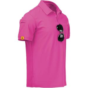 imageZITY Mens Polo Shirt Short Sleeve Sports Tactical TShirt Athletic Golf Polos Daily Casual Stylish Collared Shirts for MenRose